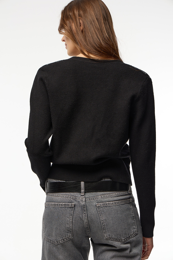 Deco Drip Sparkle Cardigan - Black