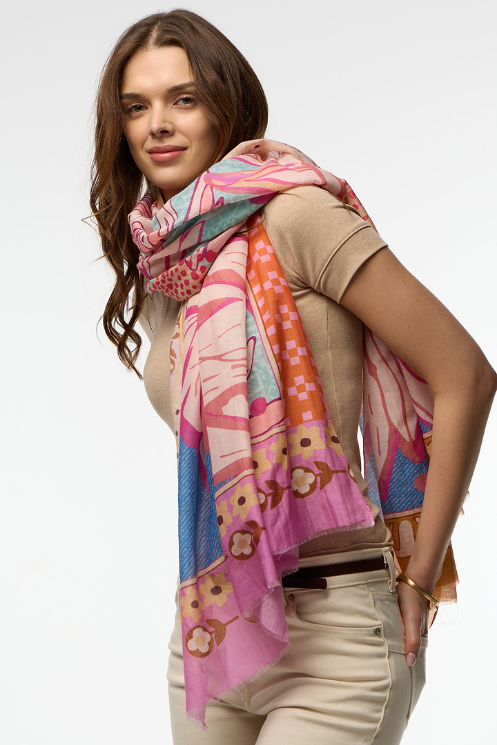 Floral Haze Printed Scarf - Pink