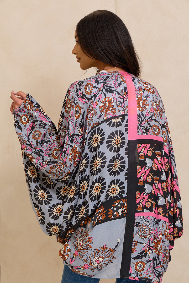 Abstract Floral Kimono Short