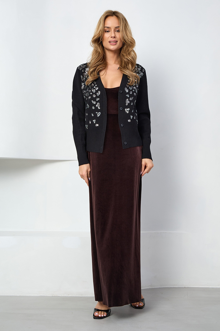 Deco Drip Sparkle Cardigan - Black