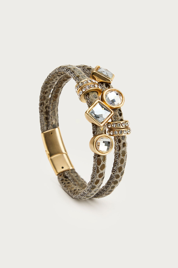 Bling Charm Leather Bracelet