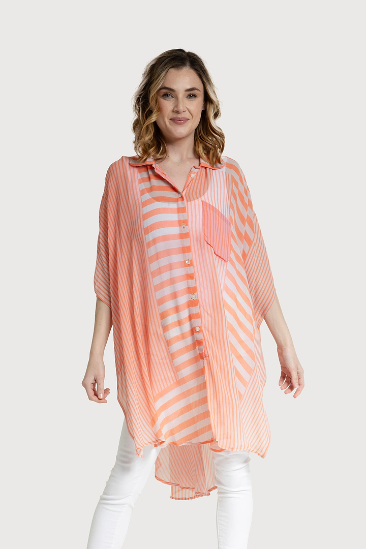 Oversized Striped Shirt Orange