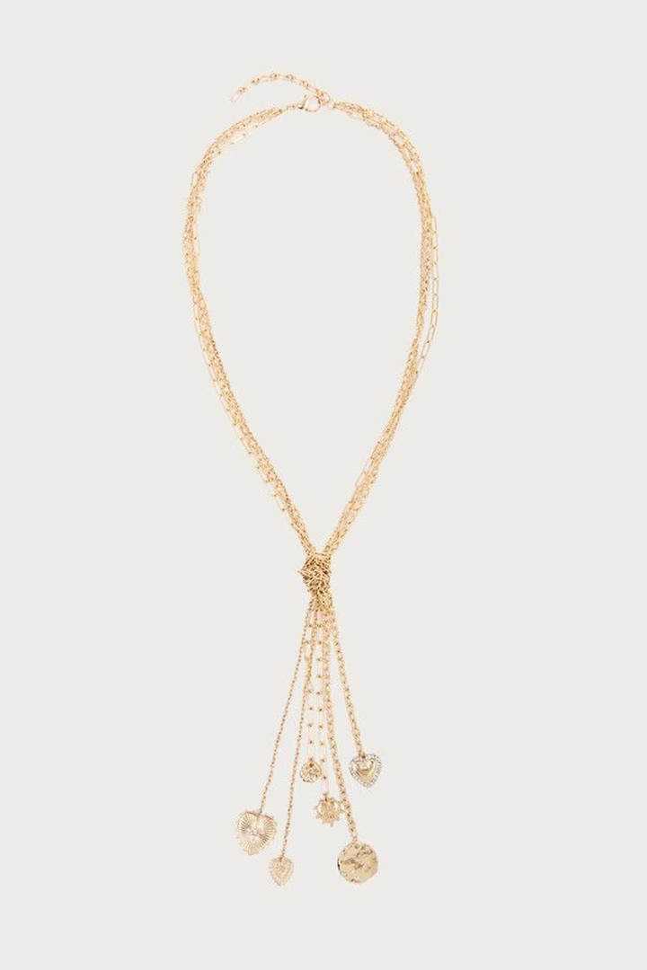 Long Charm Necklace - Gold