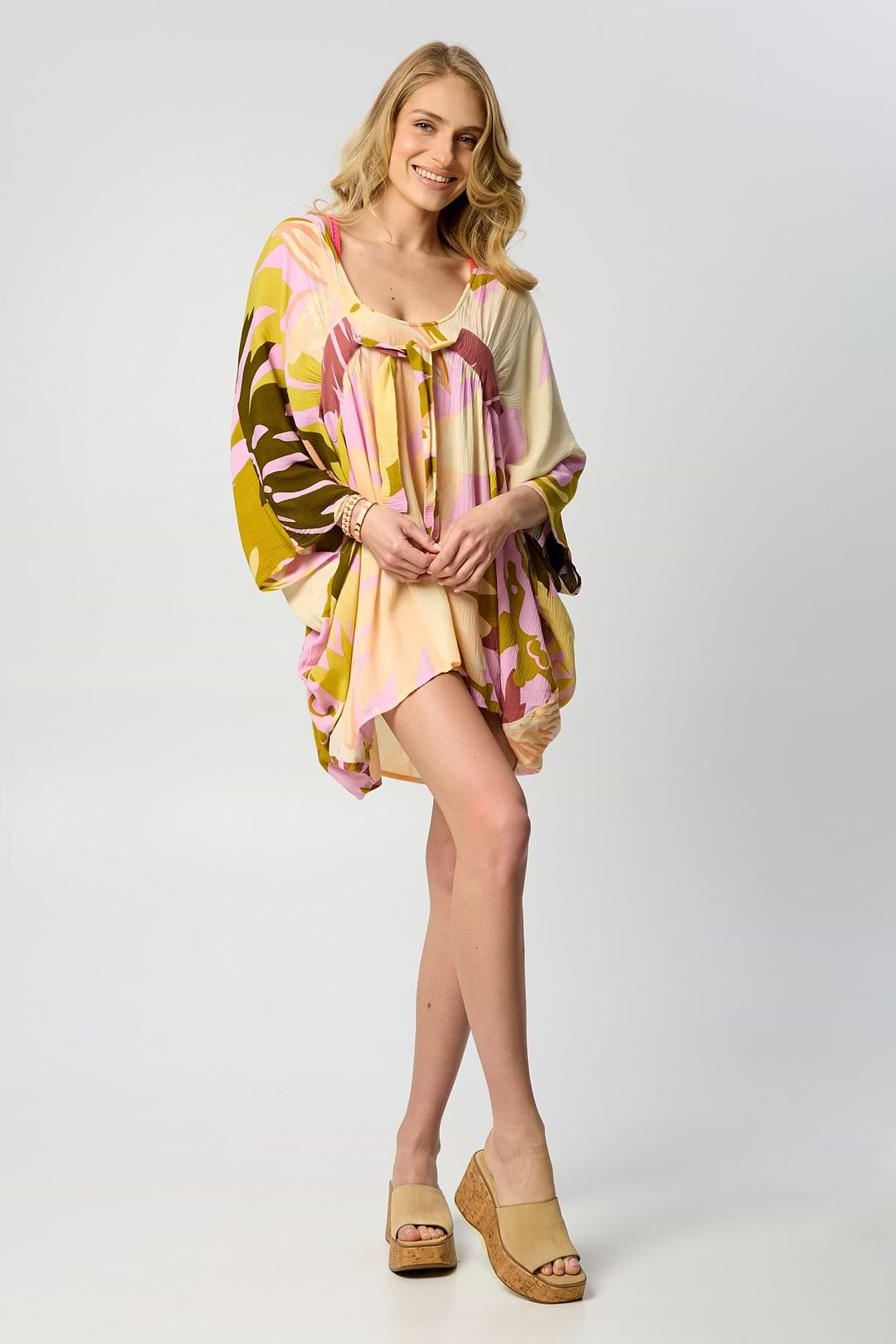 Multicolor Floral Short Kaftan
