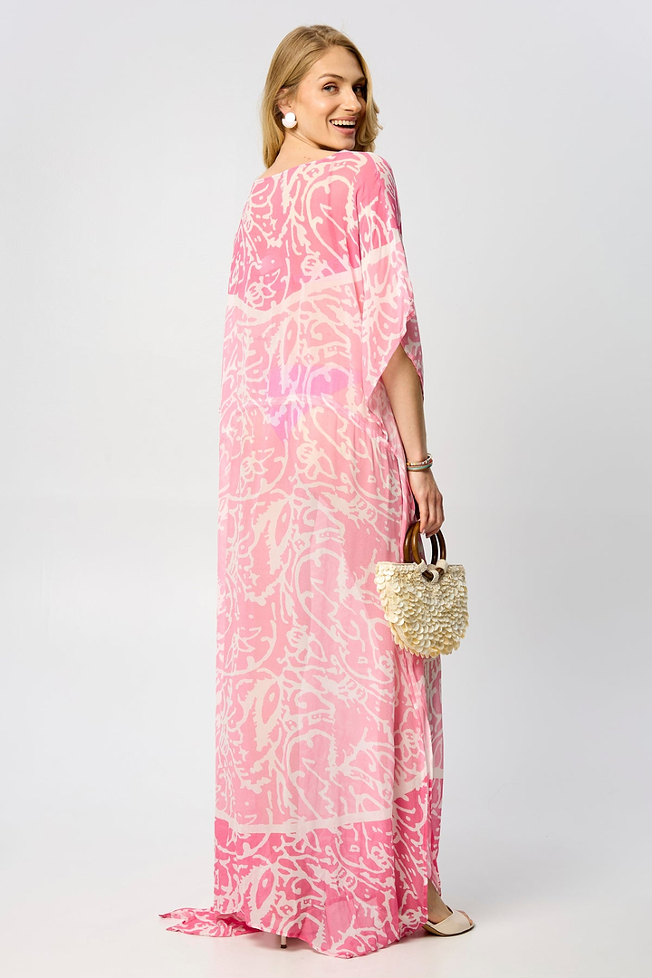 Floral Kaftan Tie Waist Monochrome