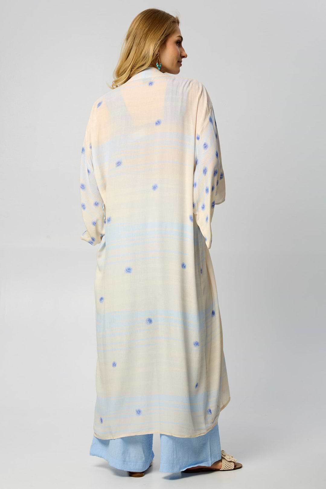 Soft Blue Dot Kimono - Blue