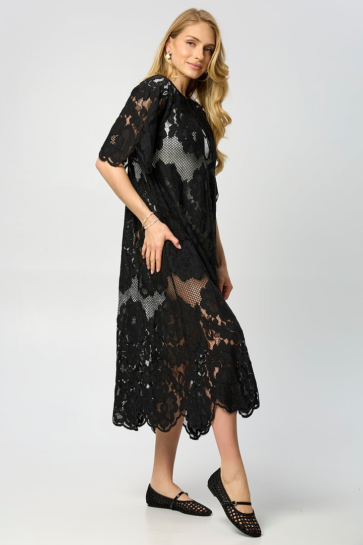Floral Mesh Lace Kaftan