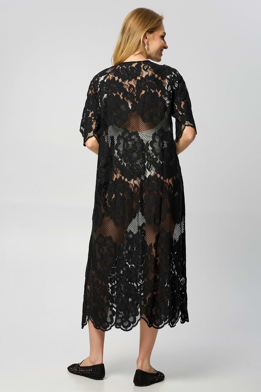 Floral Mesh Lace Kaftan