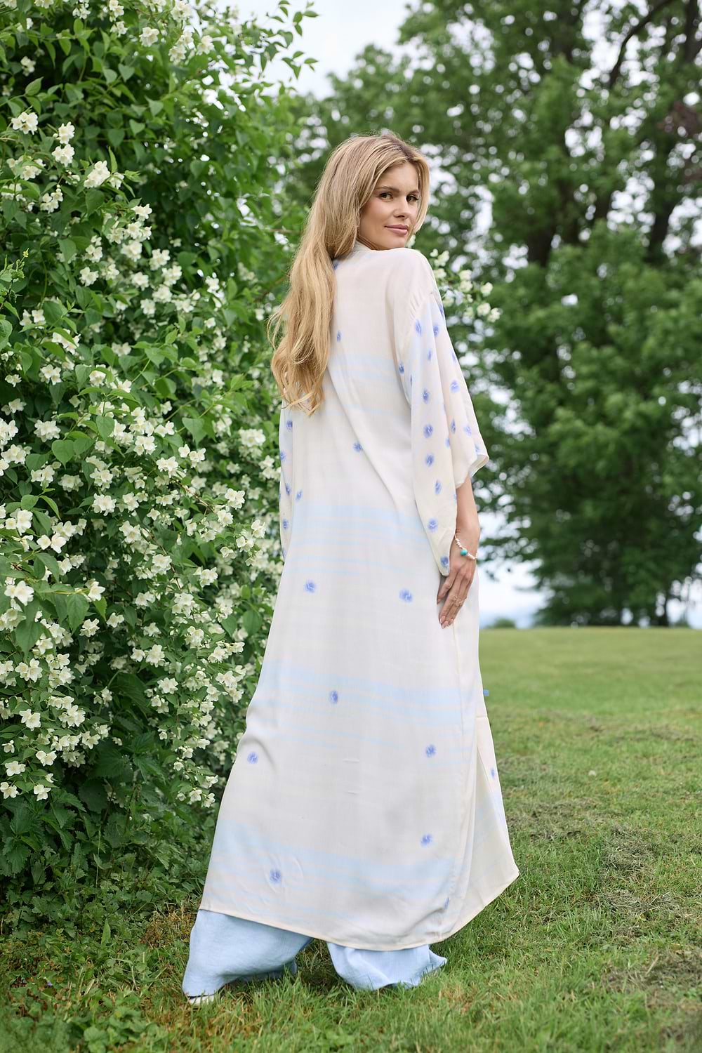 Soft Blue Dot Kimono