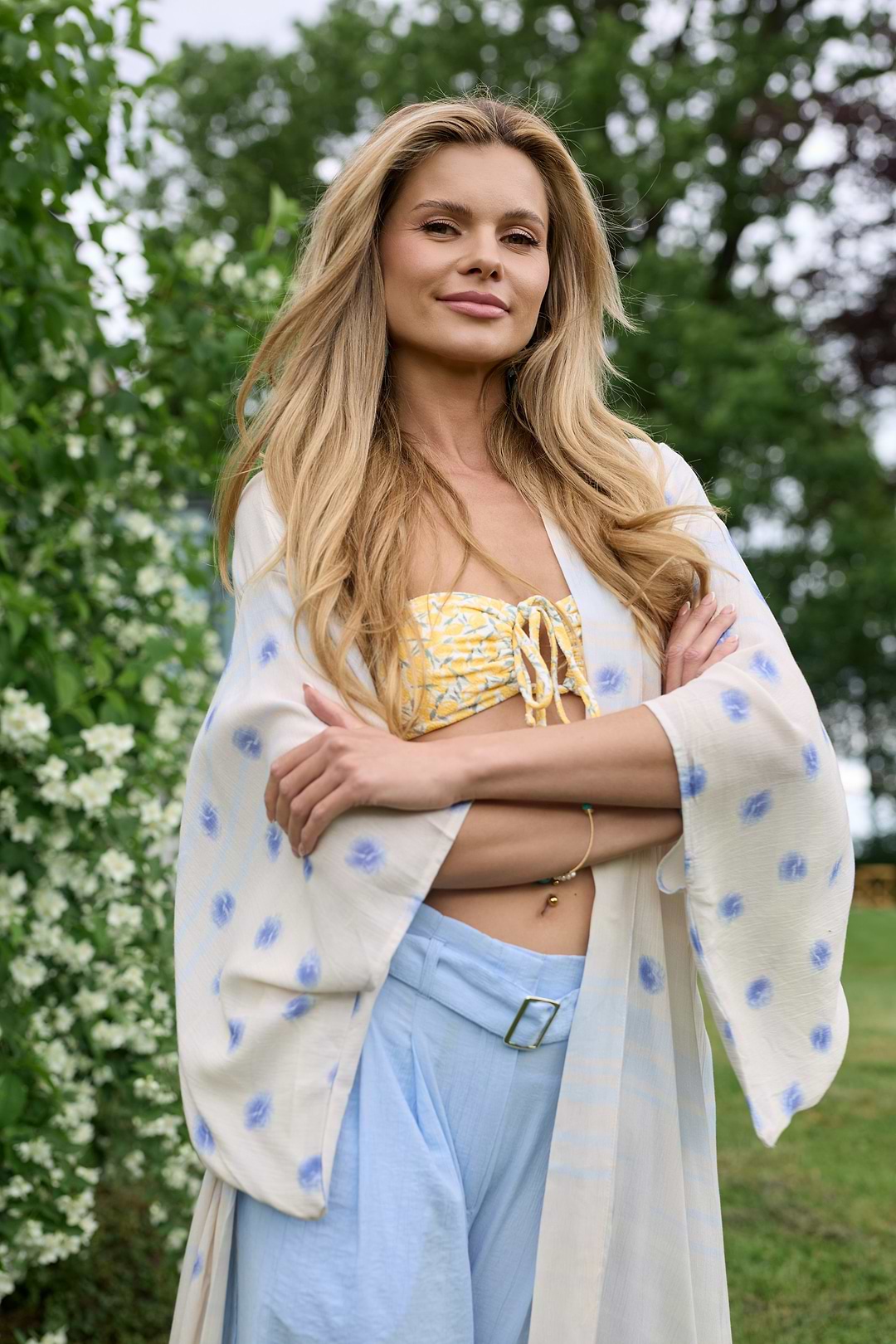 Soft Blue Dot Kimono