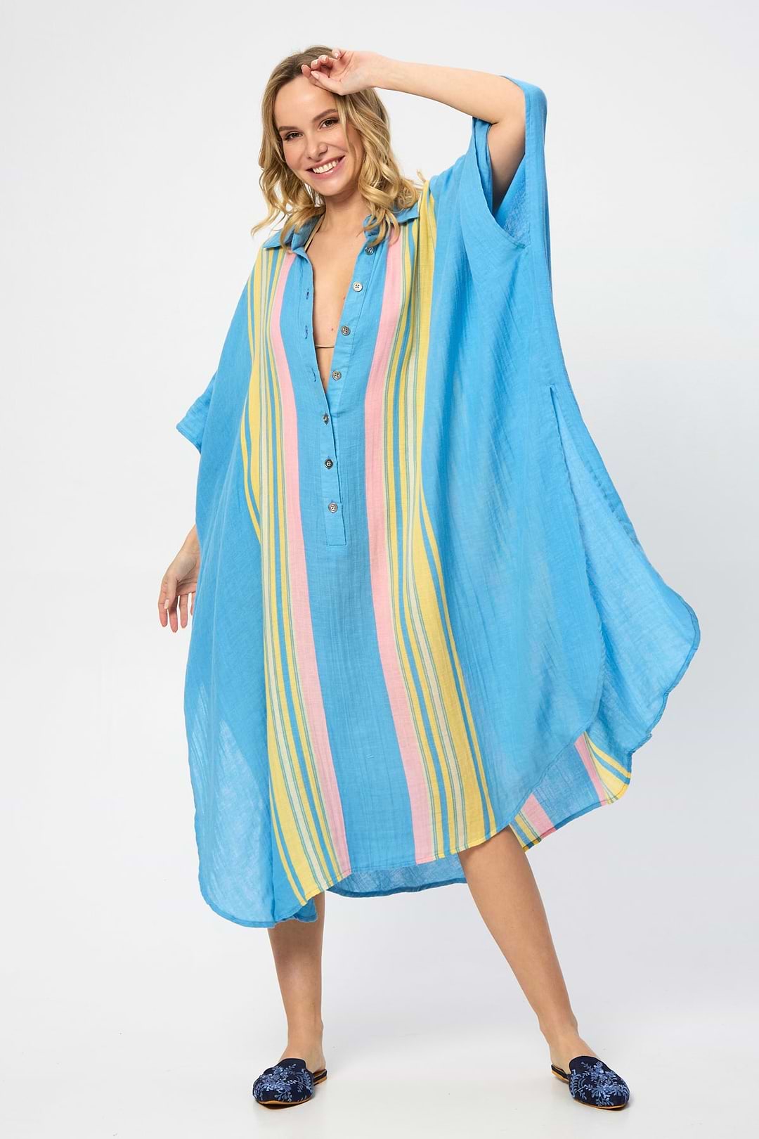 Striped Collared Kaftan