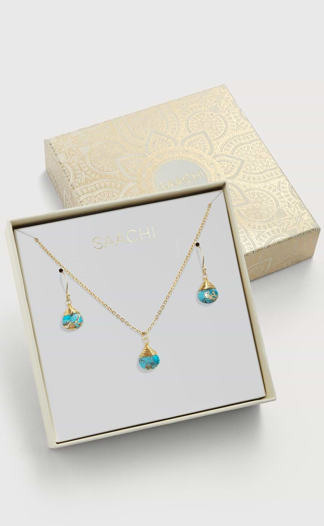 Mojave Mini Raindrop Earring and Necklace Set Turquoise