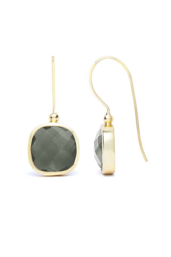 Cushion Cut Gemstone Earrings - SAACHI - Light Gray - Earrings