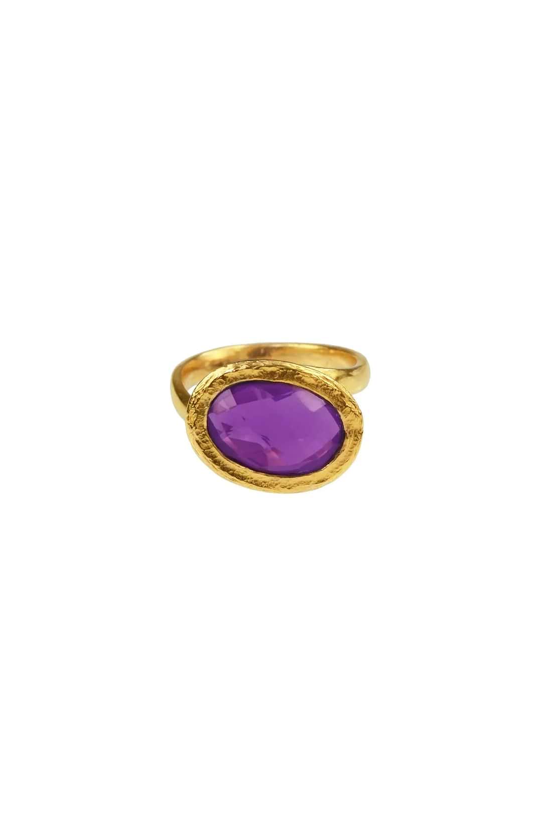 Saachi Amethyst Oval Assymetri Ring Medium Orchid