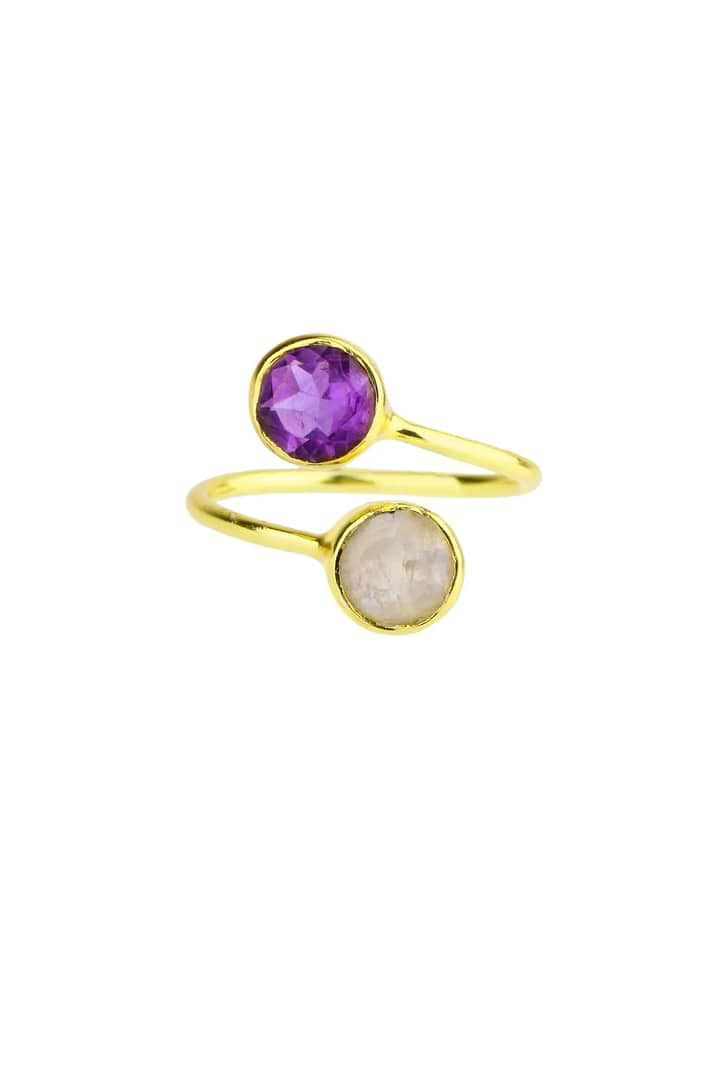 Double Gemstone Ring Blue Violet