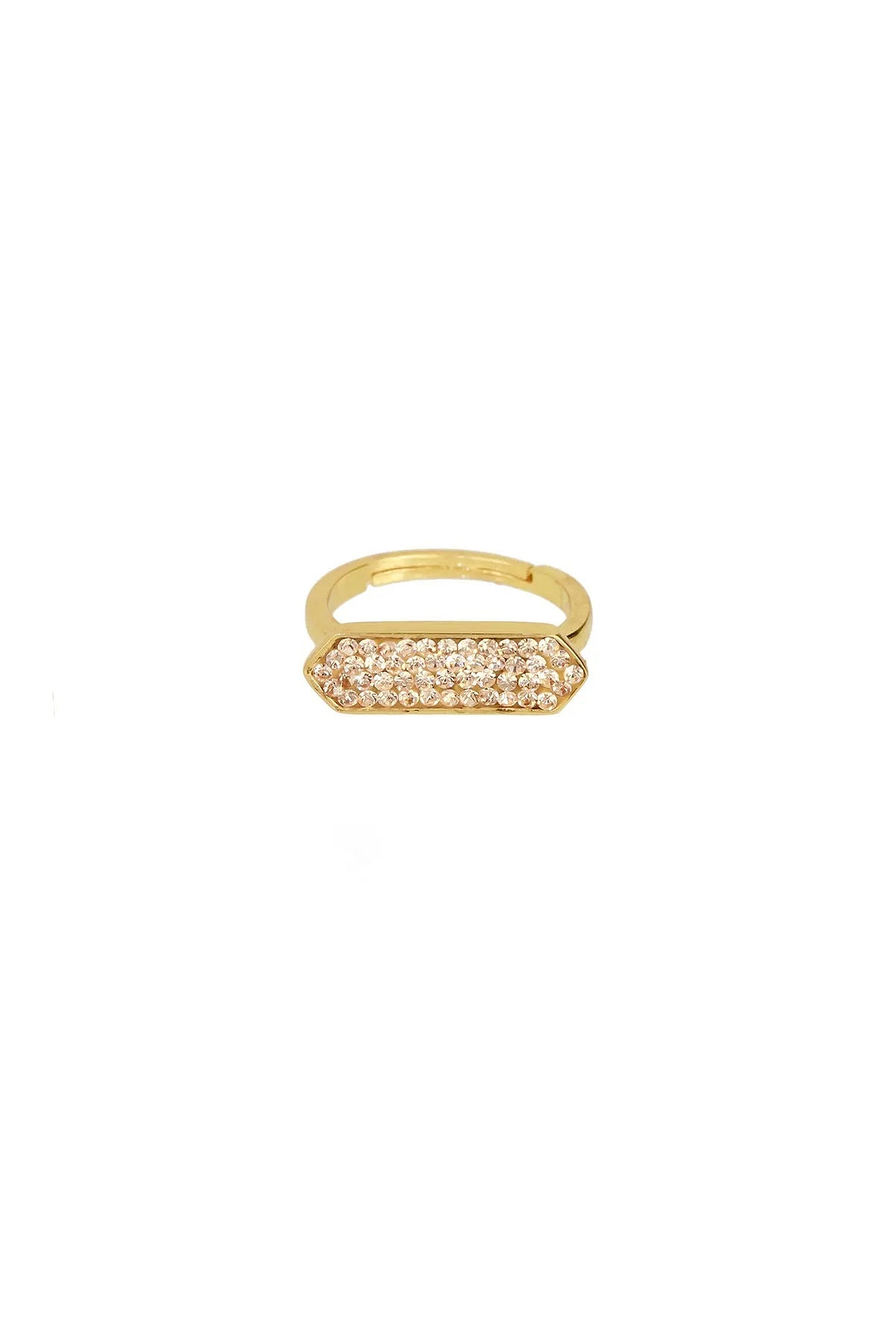 Crystal Bar Gold Plated Ring Gold