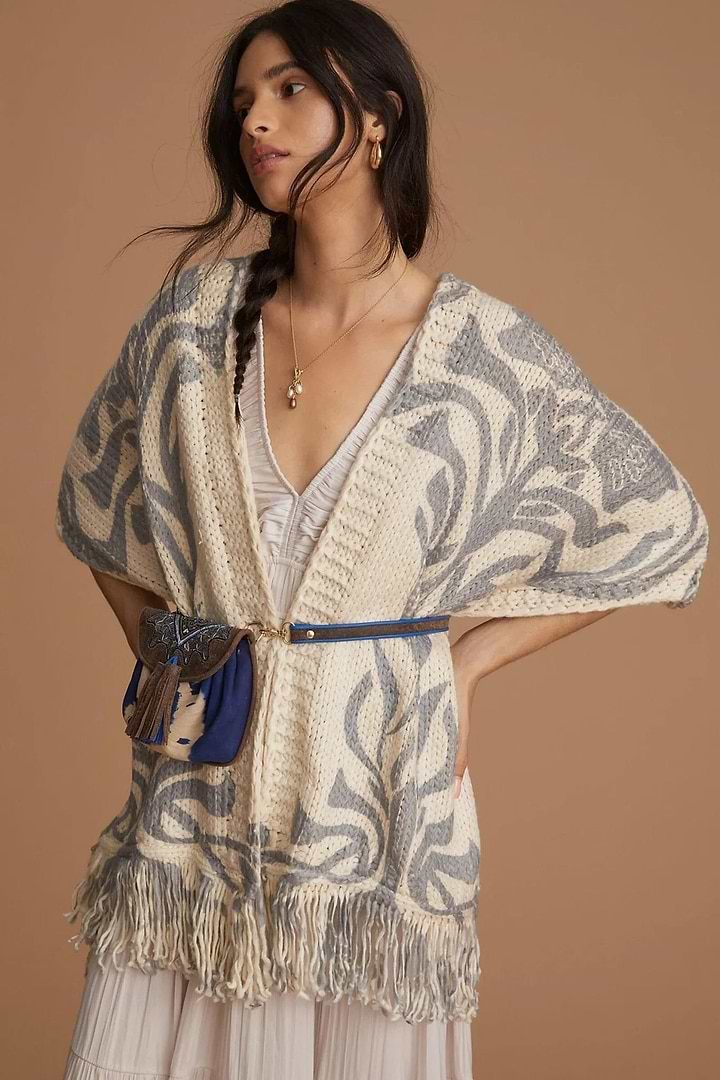 Elora Knit Tassel Kimono Corn Silk