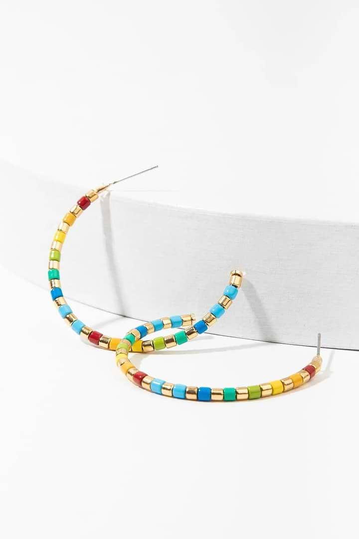 Golden Rainbow Hoop Earrings Light Multi