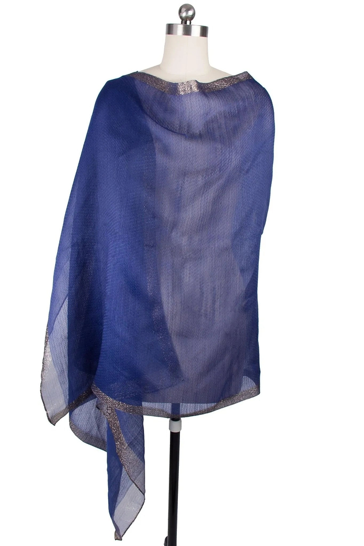 Shimmer and Shine Wrap Silk Scarf Dark Slate Blue