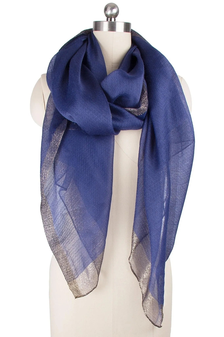 Shimmer and Shine Wrap Silk Scarf Dark Slate Blue