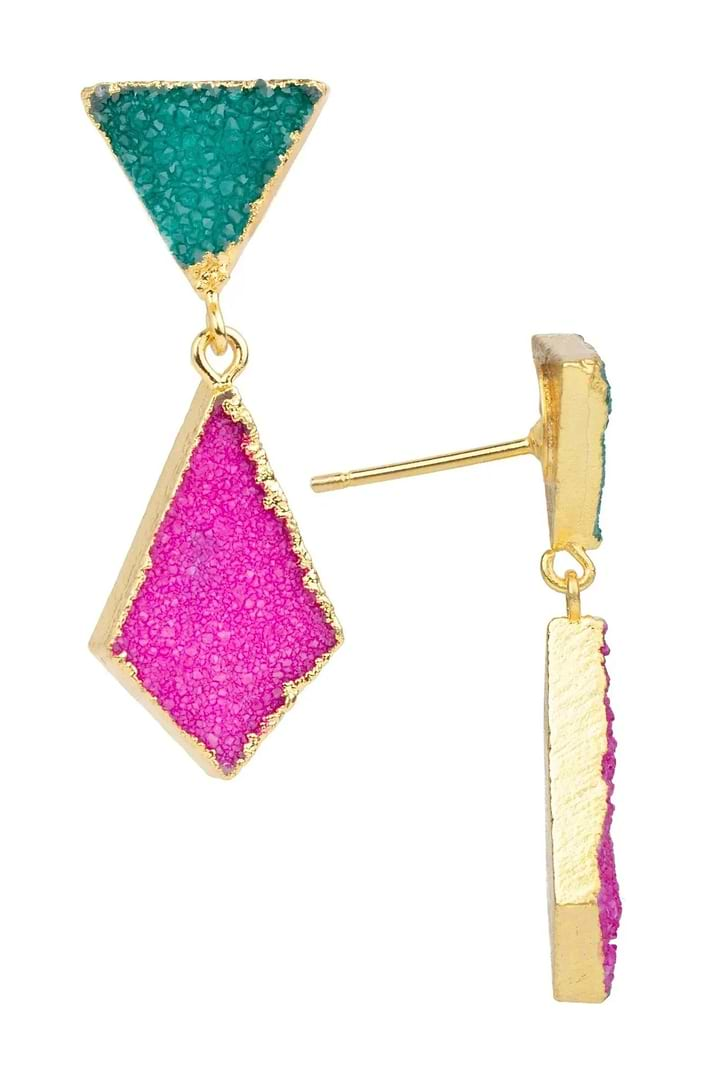 Carnival Multi Druzy Dangle Earrings Deep Pink