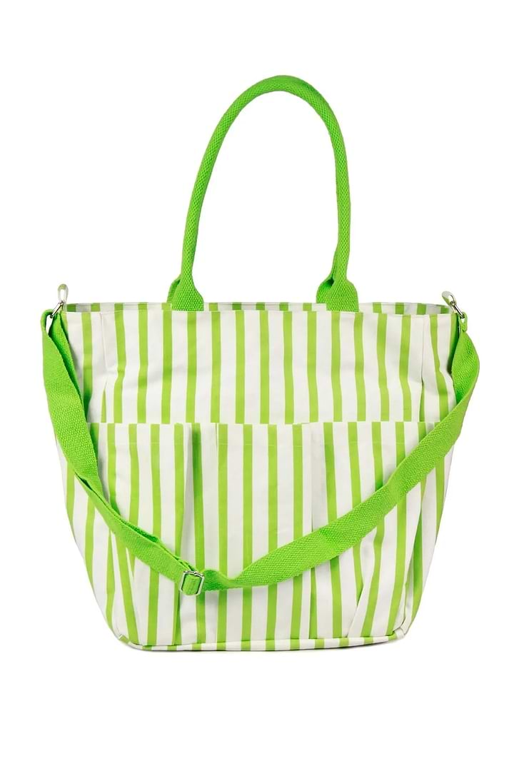 Green And White Striped bag Pale Green