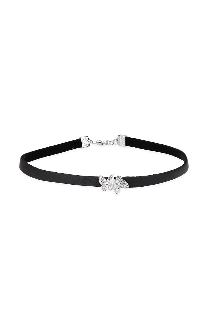 Butterfly Leather Choker Black