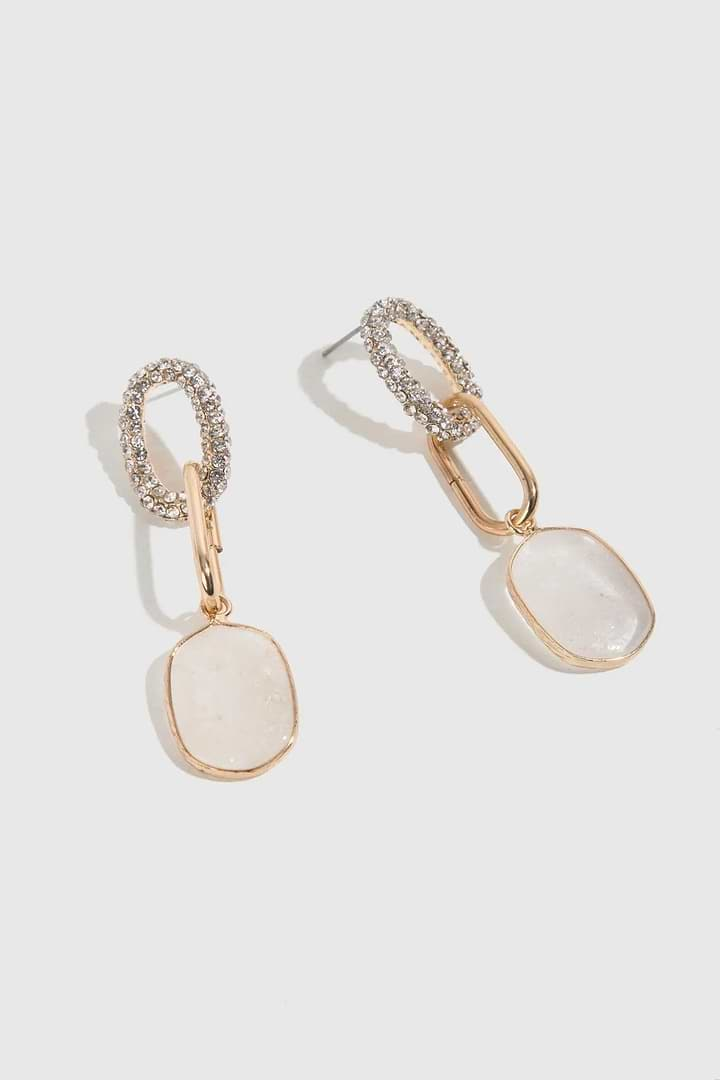 Estella Stone Dangle Earring White