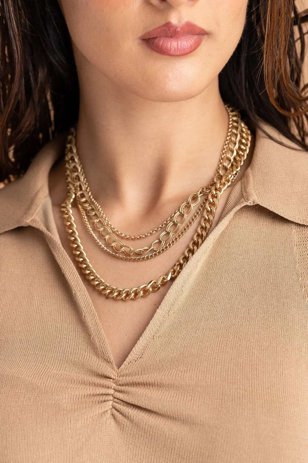 Brooklyn Layered Chain Necklace Gold