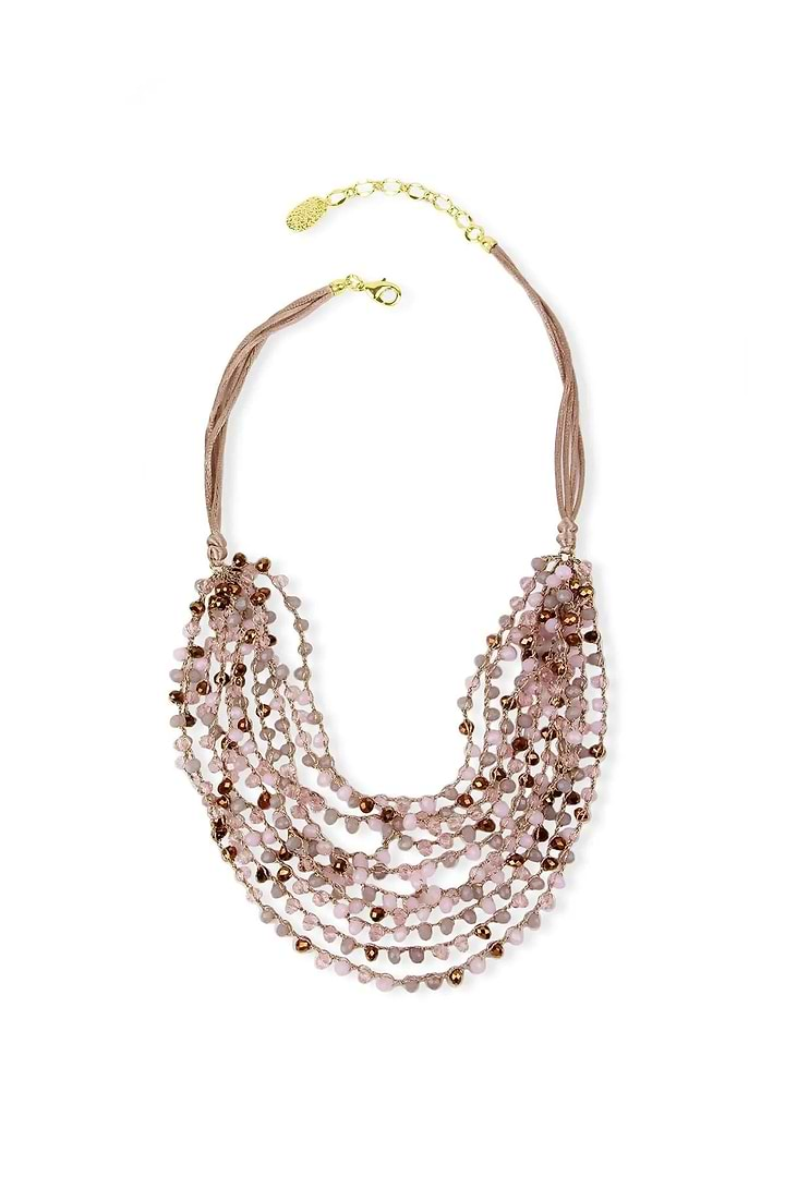 Mardi Beaded Statement Necklace Light Pink