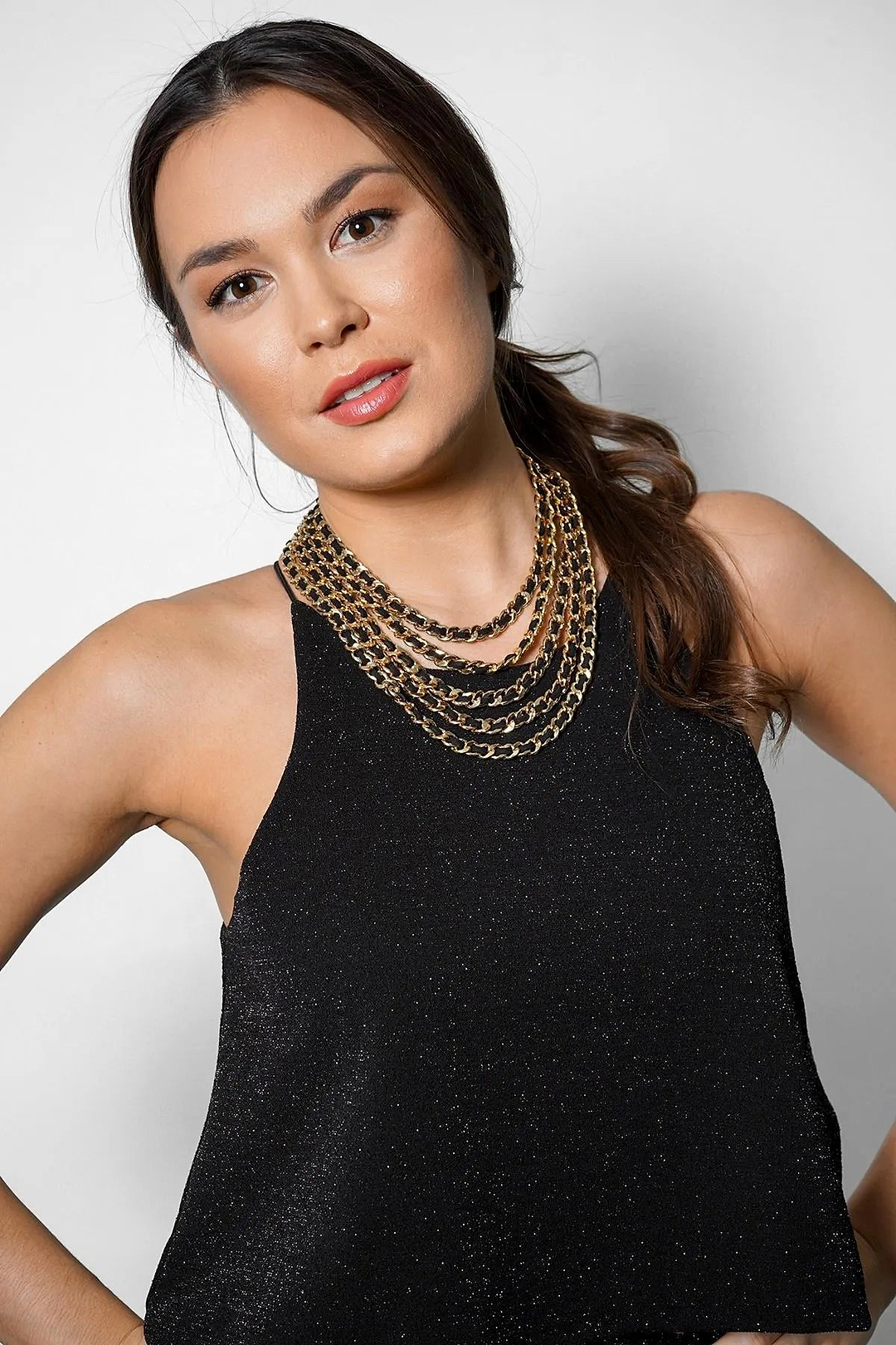 Leather Chain Necklace Black