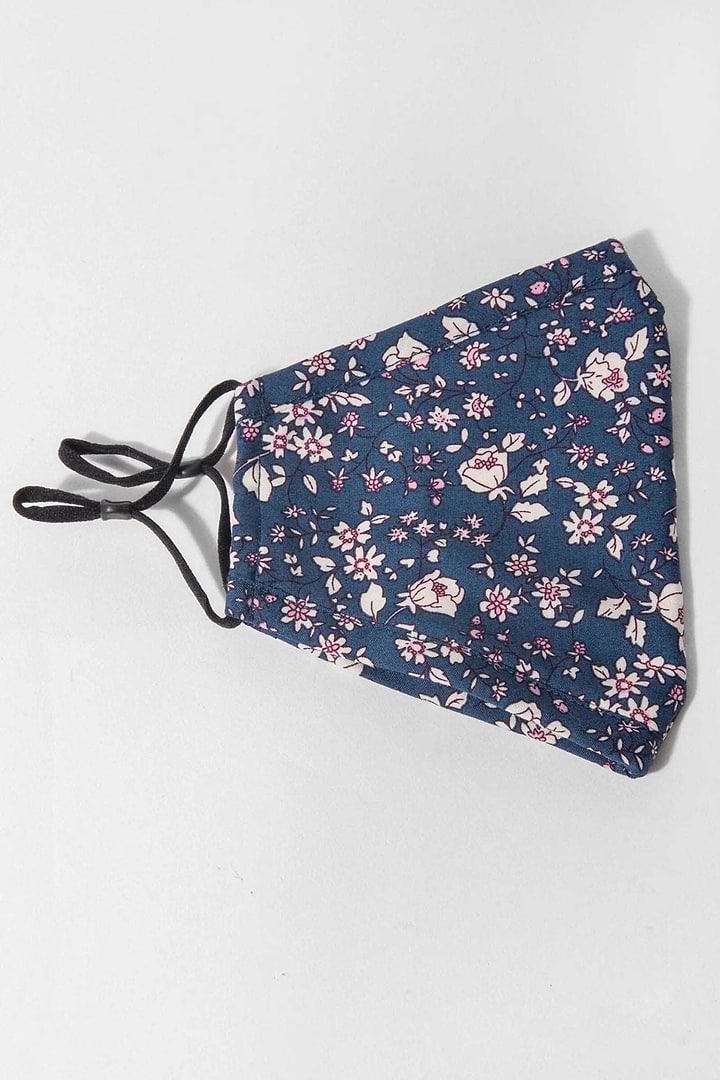 Adjustable Floral Face Mask with Two PM2.5 Filters Royal Blue