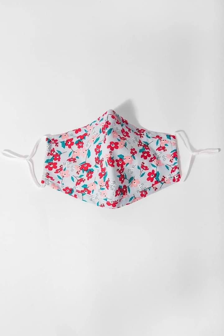 Adjustable Floral Face Mask with Two PM2.5 Filters Crimson