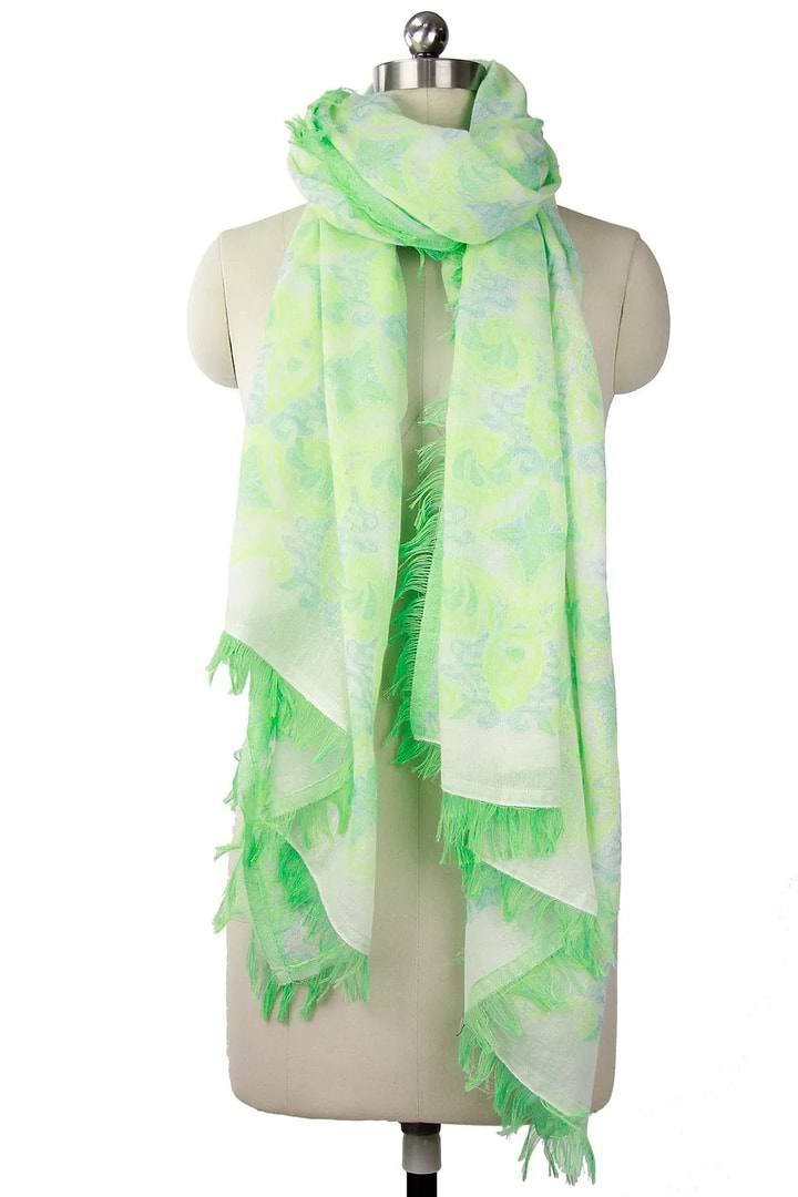 Vibrant Green Eyelash Scarf Light Green