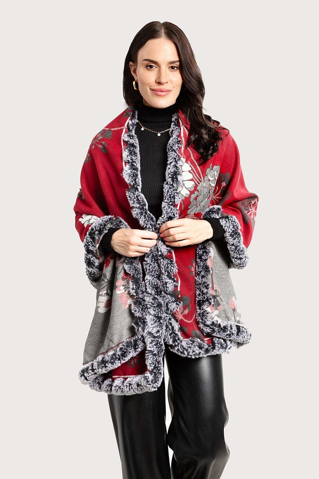 Blooming Faux Fur - SAACHI - Scarf Crimson - Fall-Winter