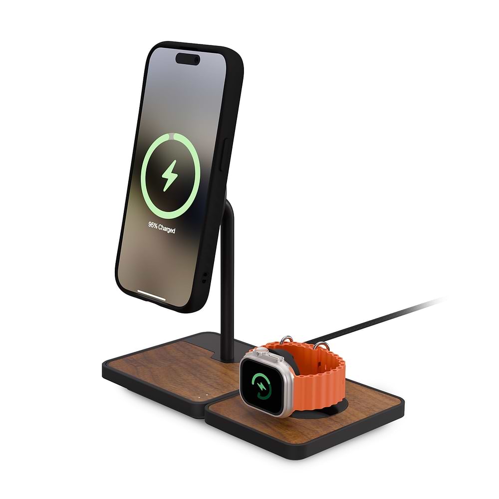 Mous in Charging Stand with Qi2 and Apple Technology — Walnut