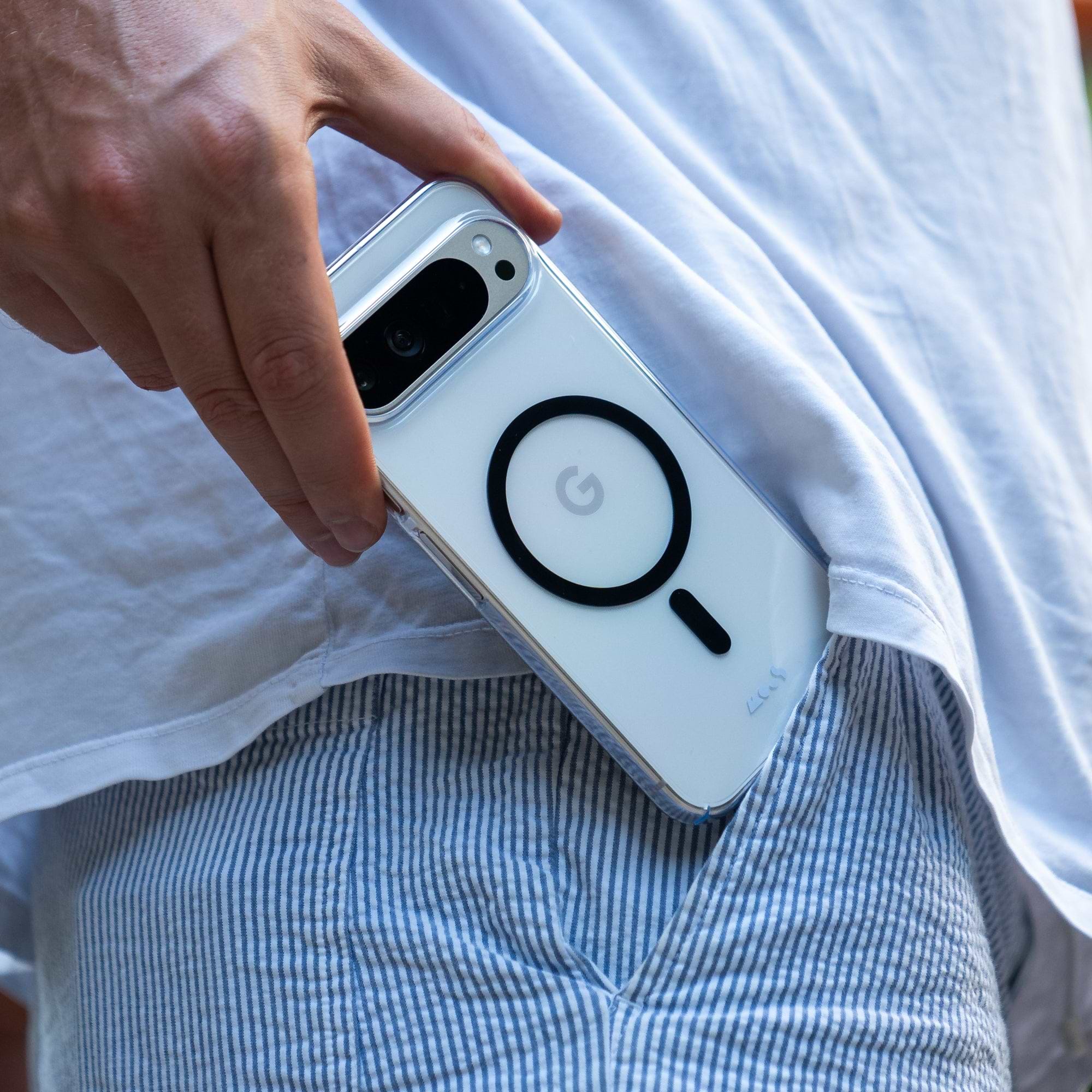 AOUIA Magnetische Hülle Für Google Pixel 9 Pro – Transparent, Matt, MagSafe-kompatibel, Militärischer Fallschutz, Blau