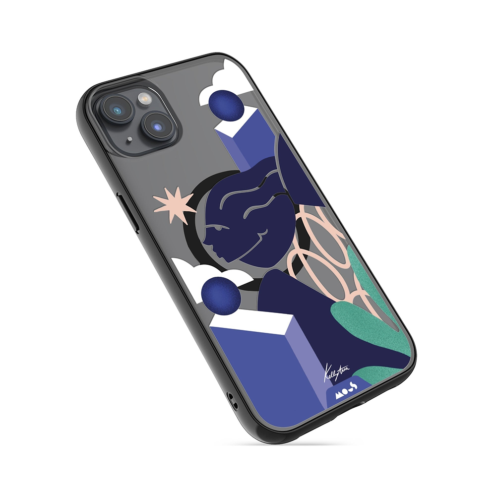 iPhone Magsafe Compatible Kelly Anna Blue Lady Face Sky High Art Clear Case Protective | iPhone 14 PlusiPhone 14iPhone 15iPhone 15 Plus