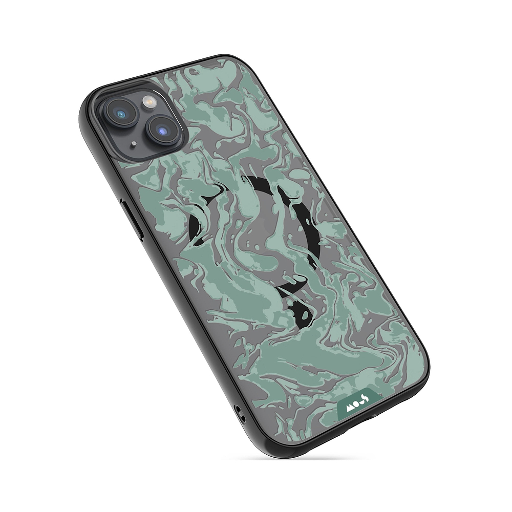 iPhone Magsafe Compatible Marbled Sage Green Clear Case Protective | iPhone 14 PlusiPhone 14iPhone 15iPhone 15 Plus