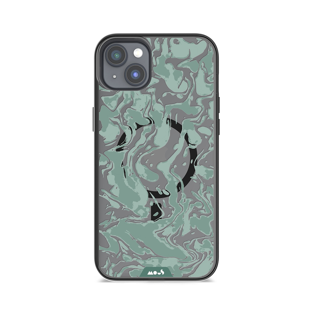 iPhone Magsafe Compatible Marbled Sage Green Clear Case Protective | iPhone 14 PlusiPhone 14iPhone 15iPhone 15 Plus