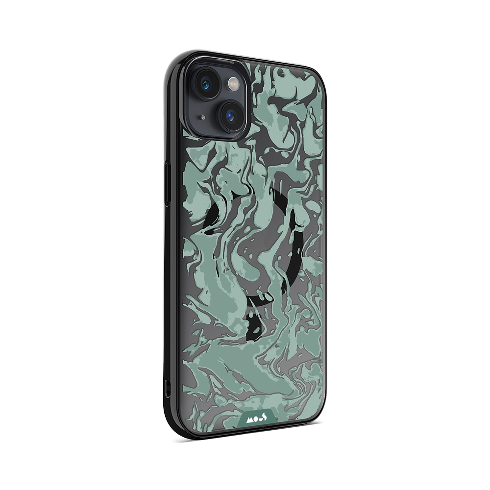 iPhone Magsafe Compatible Marbled Sage Green Clear Case Protective | iPhone 14 PlusiPhone 14iPhone 15iPhone 15 Plus
