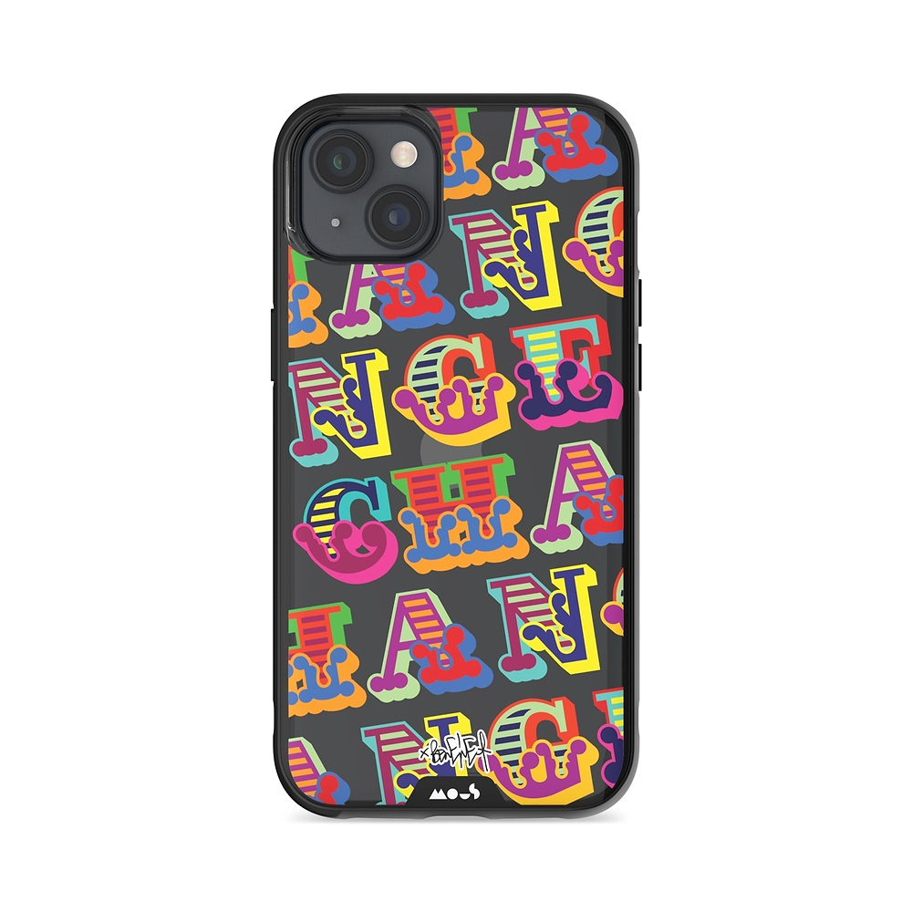 Coque protectrice transparente Qi Wireless Charging Ben Eine Change Design Collabs | iPhone 14 PlusiPhone 14iPhone 15iPhone 15 Plus