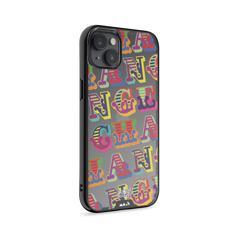Coque protectrice transparente Qi Wireless Charging Ben Eine Change Design Collabs | iPhone 14 PlusiPhone 14iPhone 15iPhone 15 Plus
