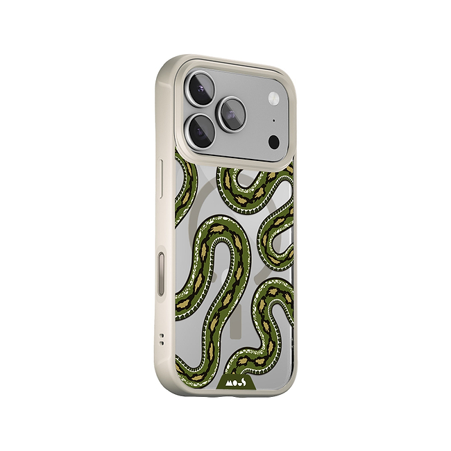 Green Tree Python Protective Phone Case - Clarity MagSafe x Serpent