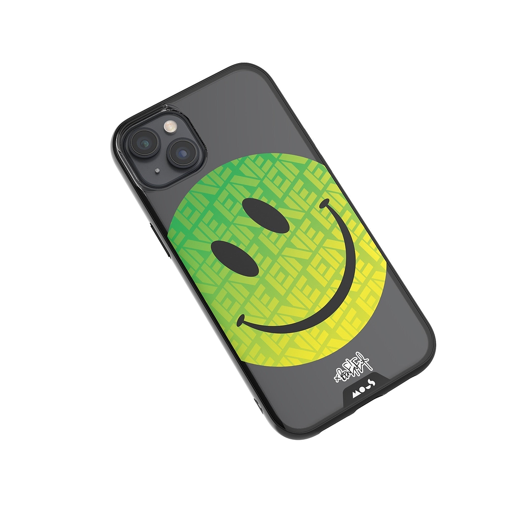 Coque iPhone transparente Ben Eine Green Smiley Face Qi | iPhone 14iPhone 14 PlusiPhone 15iPhone 15 Plus