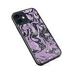 Clear Protective Phone Case Transparent Qi Wireless Charging Marbled Lilac Purple Design | iPhone 12,iPhone 12 mini