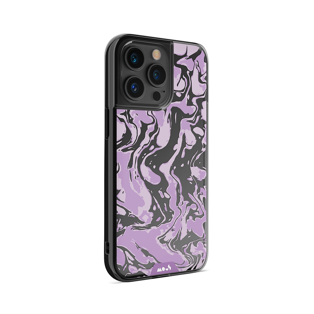 Clear Protective Phone Case Transparent Qi Wireless Charging Marbled Lilac Purple Design | iPhone 13 Pro Max,iPhone 13 Pro,iPhone 14 Pro Max,iPhone 14 Pro,iPhone 12 Pro Max,iPhone 12 Pro