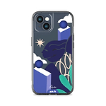 Clear Protective Phone Case Transparent Qi Wireless Charging Kelly Anna Blue Lady Face Sky High Art Design | iPhone 13 mini,iPhone 13