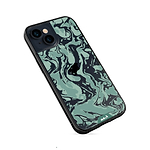 Clear Protective Phone Case Transparent Qi Wireless Charging Marbled Sage Green Design | iPhone 13,iPhone 13 mini