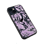 Klare Schutzhülle Transparent Qi Wireless Charging Marmoriert Lila Design | iPhone 13iPhone 13 mini